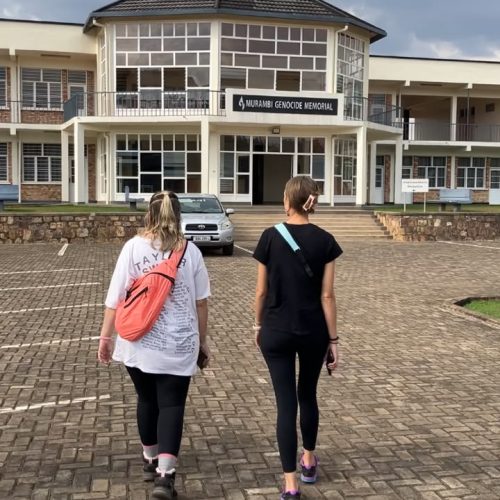 Travelers visiting Murambi Genocide Memorial in Rwanda