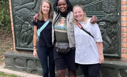 Travelers at Nyungwe National Park Instagram sign in Rwanda