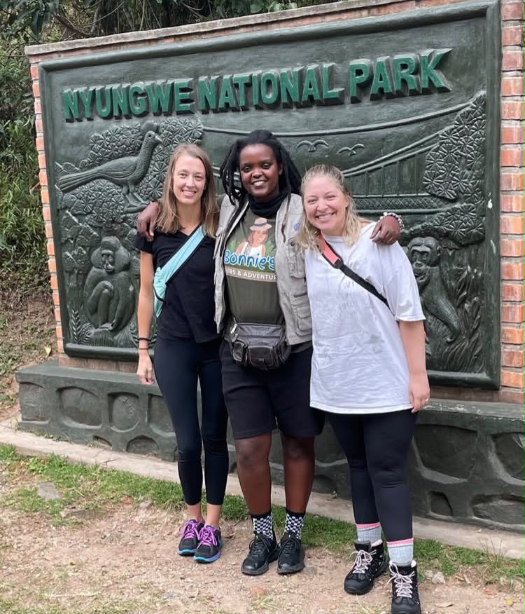 Travelers at Nyungwe National Park Instagram sign in Rwanda
